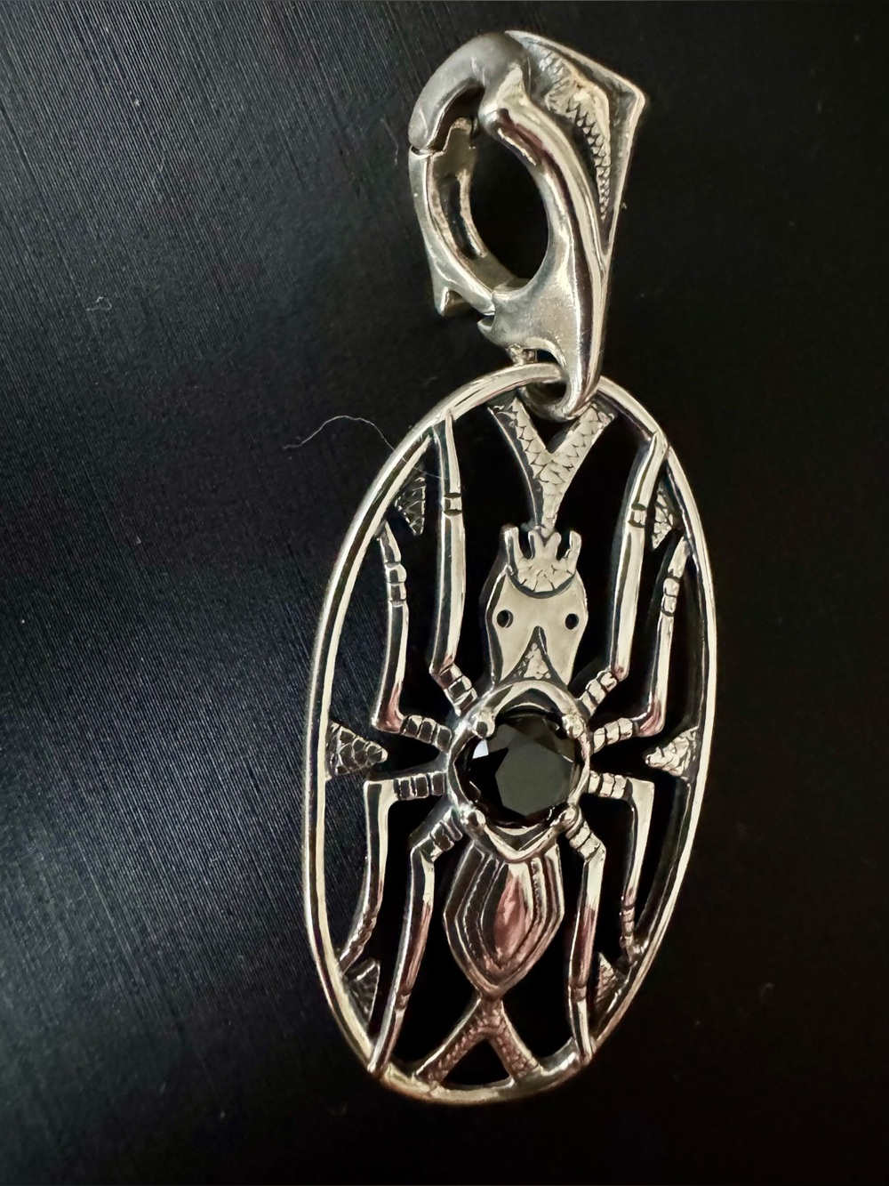 Sterling Silver Black Spinel Gem Spider Enhancer